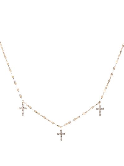 Lana Women's Faith 14K Yellow Gold & 0.17 TCW Diamond Triple Cross Pendant Necklace