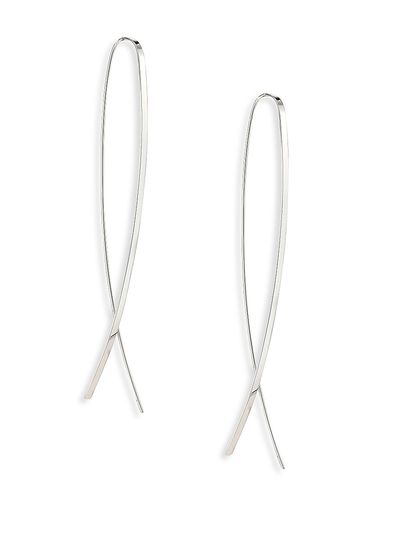 Lana Women's Narrow Flat Upside Down 14K White Gold Hoop Earrings
