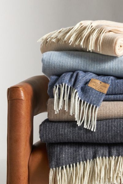 Lands Downunder Pinstripe Cashmere Throw Blanket