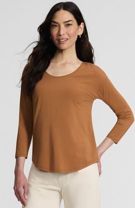 Lands' End Lands' End 3/4 Sleeve Lightweight Jersey Shirttail Tee