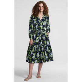 Lands' End Lands' End Bracelet Button Front Midi Dress
