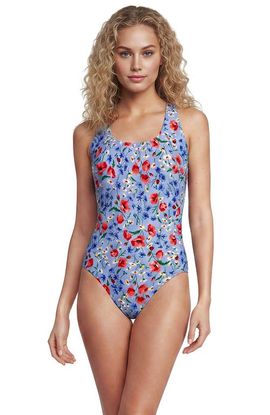 Lands' End Lands' End Chlorine Resistant Scoop Neck X-Back High Leg Soft Cup Tugless Sporty One Piece Swimsuit
