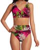 Lands' End Lands' End Chlorine Resistant V-neck Midkini Swimsuit Top and High Leg High Waisted Bottoms 2 Piece Set - 3