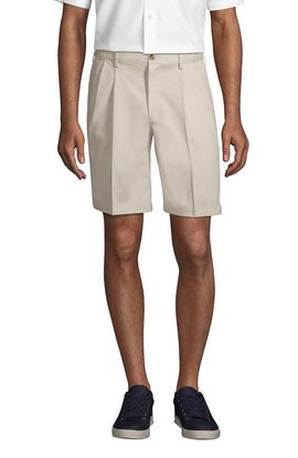 Lands' End Lands' End Comfort Waist Pleated 9" No Iron Chino Shorts