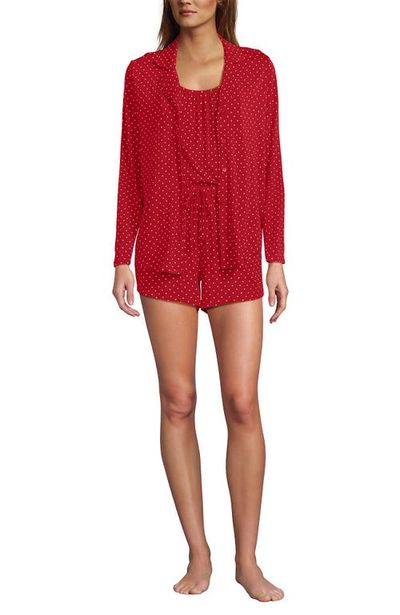 Lands' End Lands' End Cooling 3 Piece Pajama Set - Long Sleeve Top Cami and Shorts