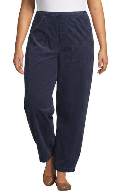 Lands' End Lands' End Corduroy High Rise Pull On Utility Barrel Leg Pants