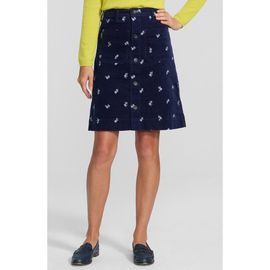 Lands' End Lands' End Corduroy Mid Rise Button Through Above The Knee Skirt