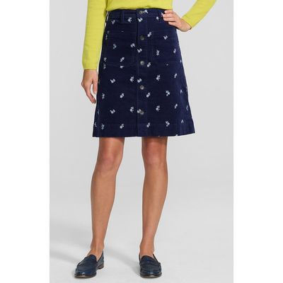 Lands' End Lands' End Corduroy Mid Rise Button Through Above The Knee Skirt