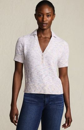 Lands' End Lands' End Cotton Blend Short Sleeve Polo Sweater