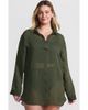 Lands' End Lands' End Cotton Gauze Button Down Swim Cover-up Shirt Dress - 1