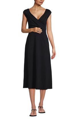 Lands' End Lands' End Cotton Modal Off the Shoulder Wrap Midi Dress