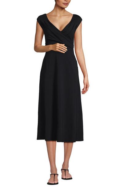 Lands' End Lands' End Cotton Modal Off the Shoulder Wrap Midi Dress