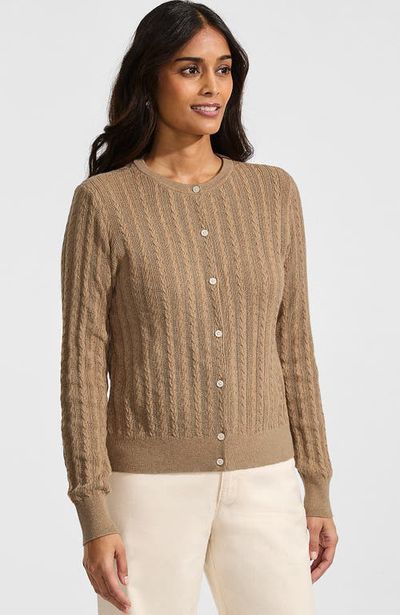 Lands' End Lands' End Cotton Pointelle Modern Cardigan Sweater