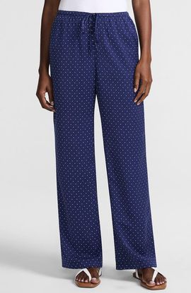 Lands' End Lands' End Creaseless Silky High Rise Wide Leg Drawstring Pants