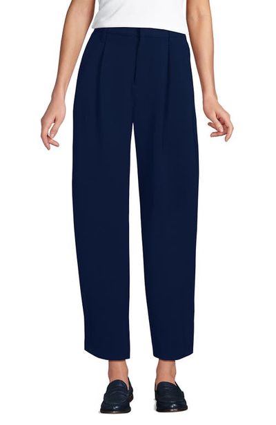 Lands' End Lands' End Crepe High Rise Pleated Barrel Leg Ankle Pants