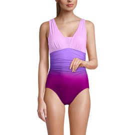 Lands' End Lands' End D-Cup Slender Suit Grecian Low Leg One Piece Swimsuit