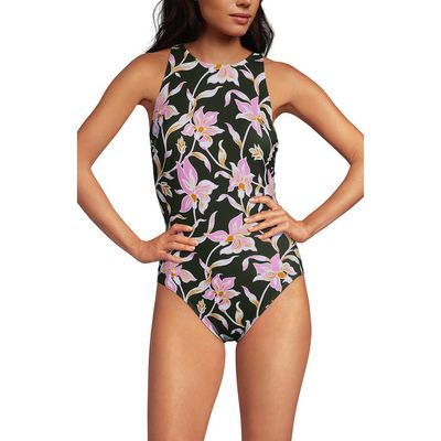 Lands' End Lands' End D-Cup Tugless High Neck Portrait Back One Piece Swimsuit