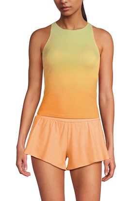 Lands' End Lands' End D-Cup Tugless High Neck Strappy Back Tankini Swimsuit Top