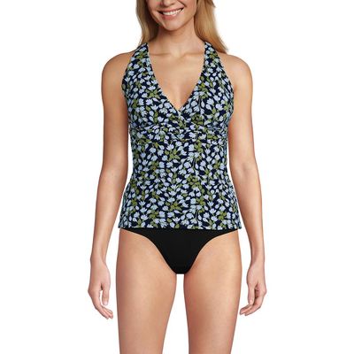 Lands' End Lands' End D-Cup V-Neck Plunge X Back Tankini Top