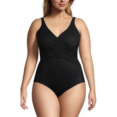 Lands' End Lands' End DD-Cup Slender Suit Wrap One Piece Swimsuit