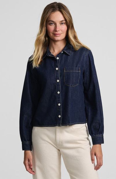Lands' End Lands' End Denim Cropped Button Front Shirt