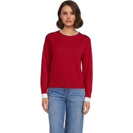 Lands' End Lands' End Double Trim Cotton Crew Neck Sweater