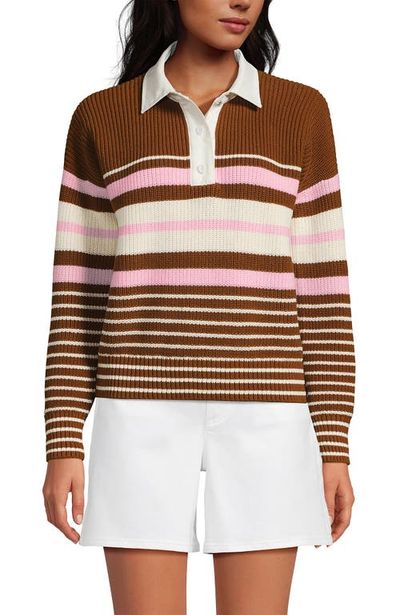 Lands' End Lands' End Drifter Rugby with Woven Collar Sweater