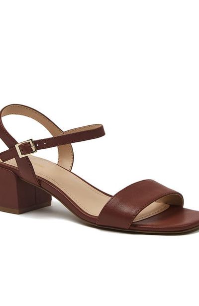 Lands' End Lands' End Essential Leather Block Heel Sandals