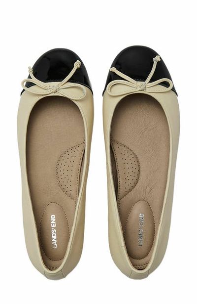 Lands' End Lands' End Essential Leather Cap Toe Ballet Flats