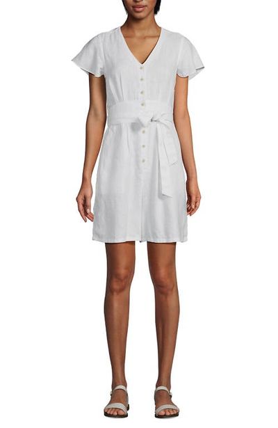 Lands' End Lands' End Flutter Sleeve Linen Romper