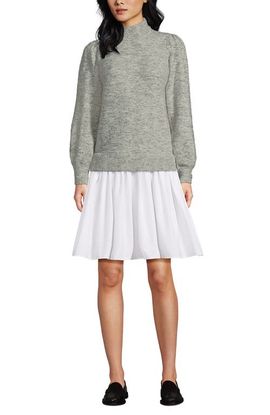 Lands' End Lands' End Fuzzy Lantern Sleeve Mock Neck Mini Twofer Dress