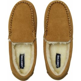Lands' End Lands' End Fuzzy Lined Suede Moccasin Slippers