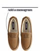 Lands' End Lands' End Fuzzy Lined Suede Moccasin Slippers - 3