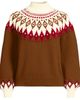 Lands' End Lands' End Fuzzy Turtleneck Lantern Sleeve Jacquard Sweater - 3