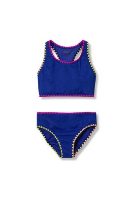 Lands' End Lands' End Girls Chlorine Resistant Embroidered Bikini Swimsuit Set