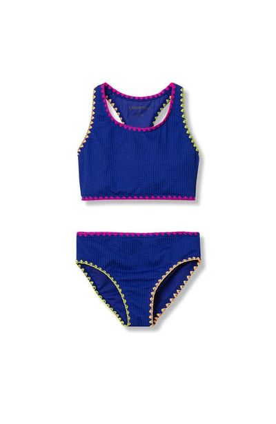 Lands' End Lands' End Girls Chlorine Resistant Embroidered Bikini Swimsuit Set