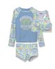 Lands' End Lands' End Girls Chlorine Resistant Long Sleeve Rash Guard Boyshort 3 Piece Swimsuit Set - 1
