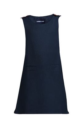 Lands' End Lands' End Girls Contrast Button Side Pleat Jumper
