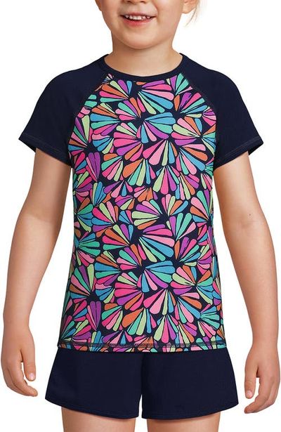 Lands' End Lands' End Girls Graphic Mock Neck UPF 50 Sun Protection Rash Guard