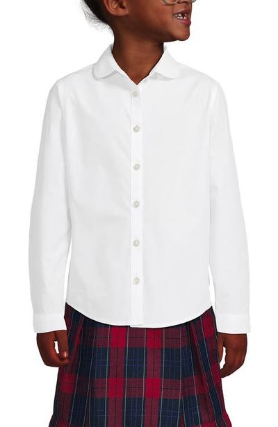 Lands' End Lands' End Girls Long Sleeve Peter Pan Collar Broadcloth Shirt
