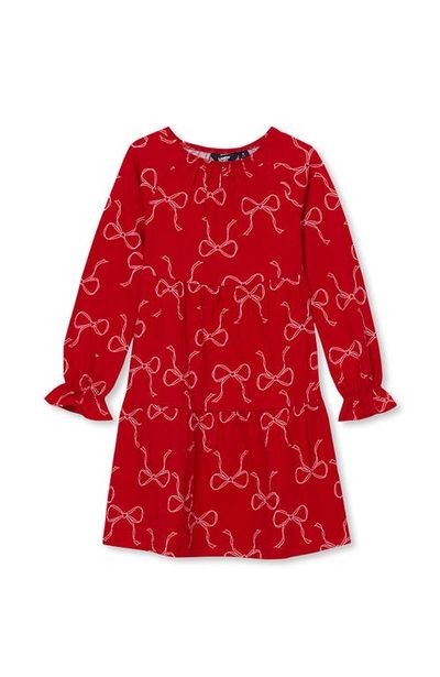 Lands' End Lands' End Girls Long Sleeve Tiered Knit Dress