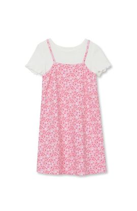 Lands' End Lands' End Girls Slip Dress With Ribbed Knit Tee Set