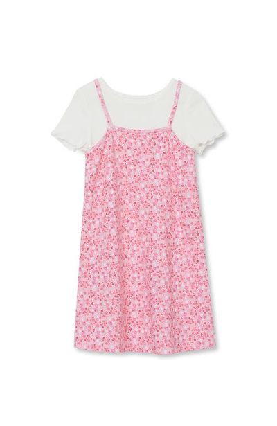 Lands' End Lands' End Girls Slip Dress With Ribbed Knit Tee Set