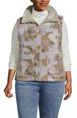 Lands' End Lands' End High Pile Fleece Reversible Mixed Media Vest