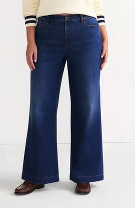 Lands' End Lands' End Recover High Rise Wide Leg Blue Jeans