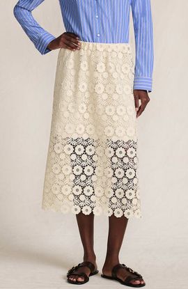 Lands' End Lands' End Lace Overlay Midi Skirt