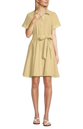 Lands' End Lands' End Linen Blend Button Front Dress with Godets