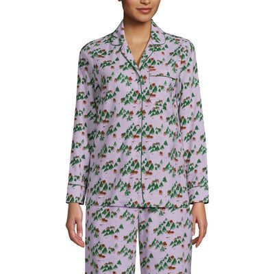 Lands' End Lands' End Long Sleeve Print Flannel Pajama Top
