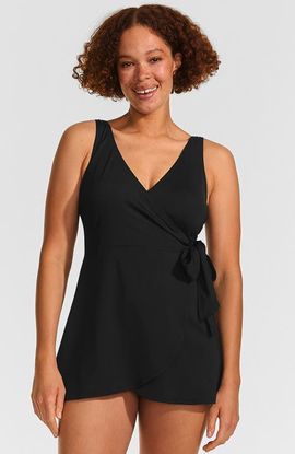 Lands' End Lands' End Mastectomy Long Side Tie Mini Swim Dress Swimsuit