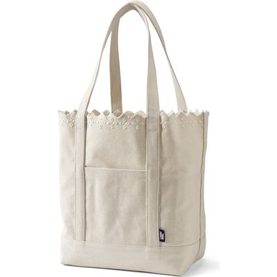 Lands' End Lands' End Medium Print 5 Pocket Open Top Canvas Tote Bag